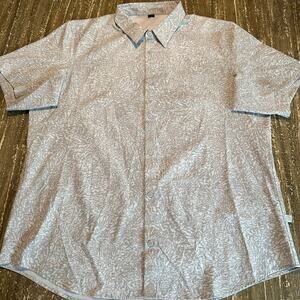 Lululemon Short Sleeve Buton Down Collar Shirt Gray Hawaiian Men’s Size XXL